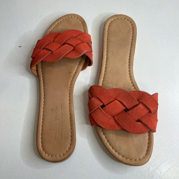 Mila Paoli Orange Leather Sandals Made In Italy Size 9 - Picture 3 of 6